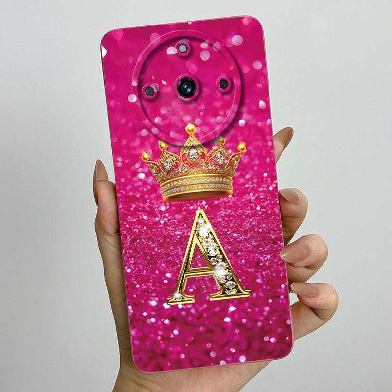 For Realme 11 Pro Plus 5G Fashion Initial Letter Couple Phone Case for Realme 11Pro 11 Pro+ Soft Silicone Lens Protective Casing