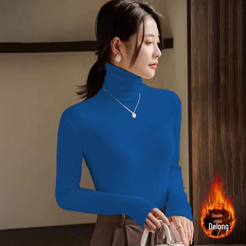 

Женский велюровый топ с флисовой подкладкой, высоким воротом и длинными рукавами, облегающего кроя, для осени/зимы M (85-105 jin)