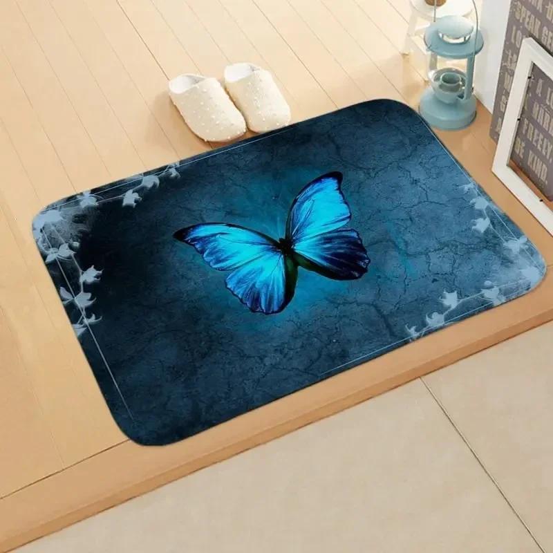 Butterfly Series Welcome Door Mat Non-slip Bath Kitchen Rugs Home Room Decoration Easy To Clean Entryways Entrance Floor Carpet