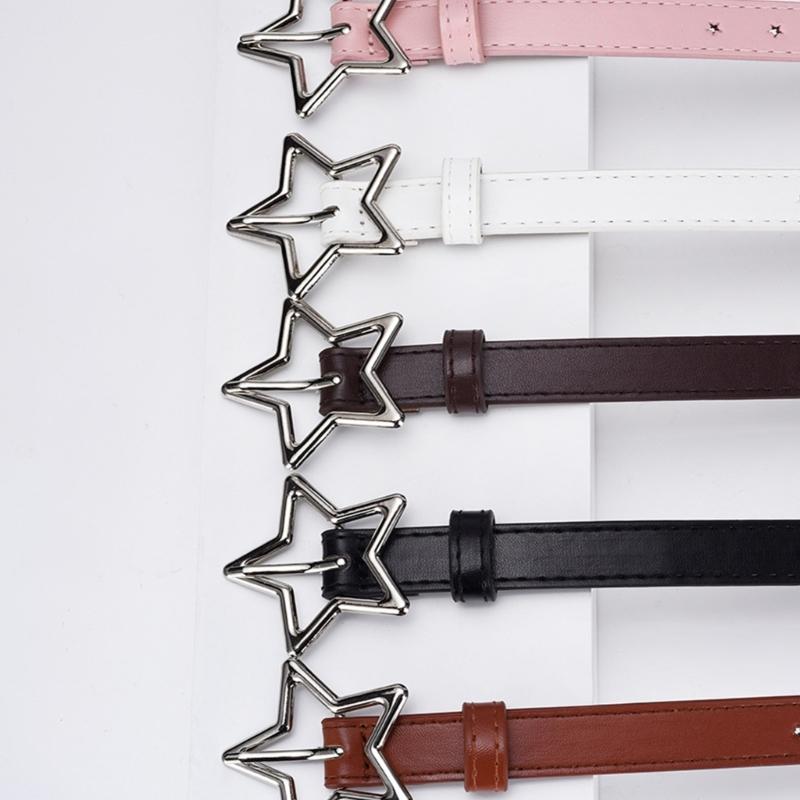 Temperament Women Jeans Waist Belts with Alloy Star Buckle Ladies Waistband