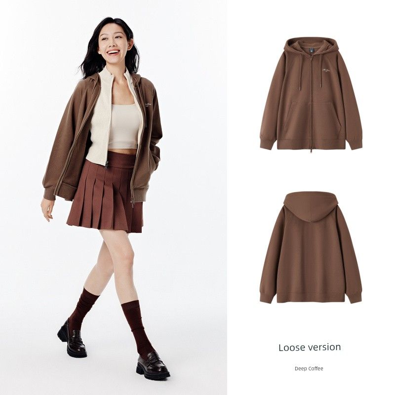 

Senma Loose Early Autumn Embroider Casual Jacket Coat Plum Blossom series deep coffee 50954 155/80A/S
