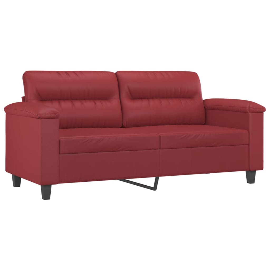2 Seater Sofa Wine Red 140 cm Faux Leather