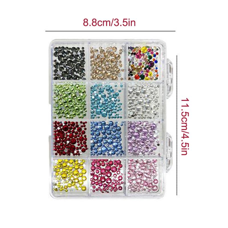 12 Grids/Box Shimmering Colorful Nail Art Flatback Gemstones For Diy Nail Nail Jewelry Decoration
