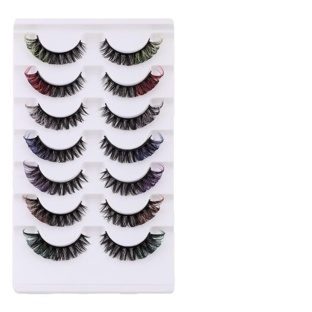 7 Pairs Of Colored End-Of-Eye Lengthened False Eyelashes, Naturally Thick, Japanese Light And Breathable, Reusable
