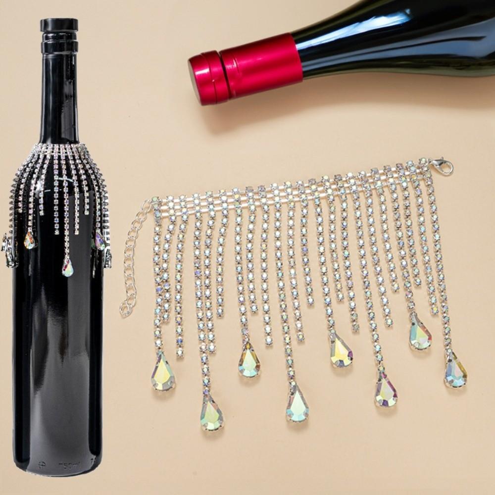 Crystal Wine Bottle Pendant Sparkling Champagne Bottle Decor Tassel Banquet Decor