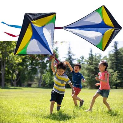Single Line Kite with Long Tail Diamond Shaped Kite Easy To Fly Colorful Flight Kite Enhance Coordination for Children Kids Toys
