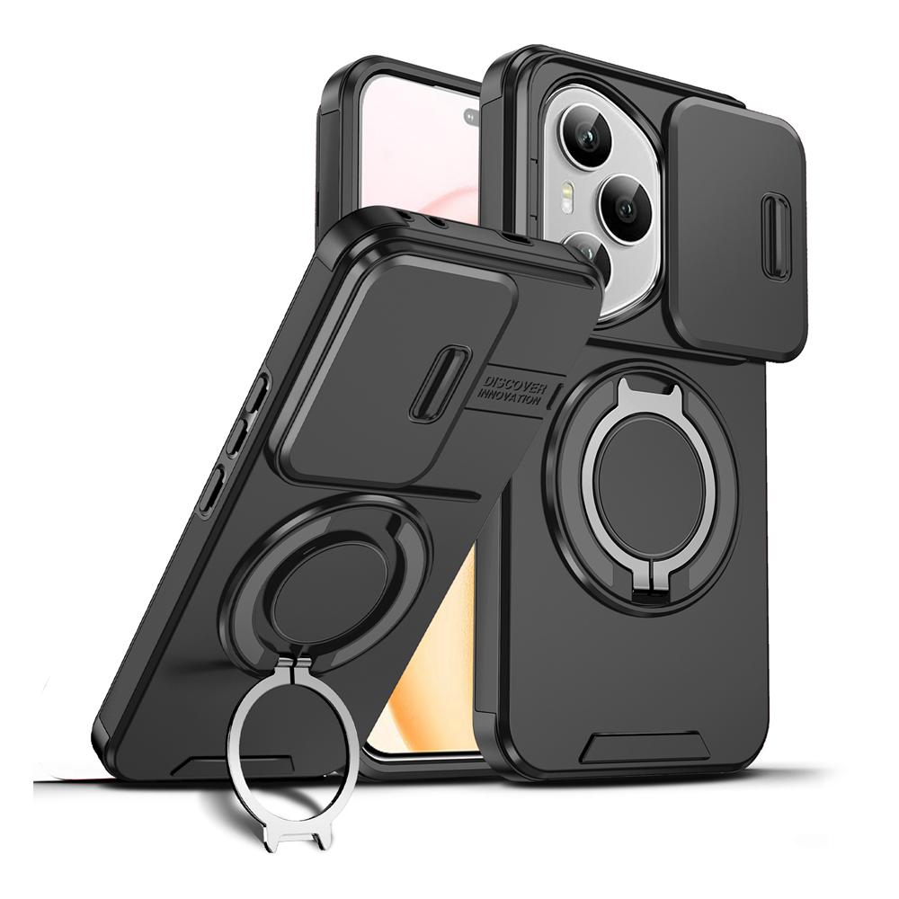 KEYSION 360° Ringständer Handyhülle für HONOR 400 Pro 5G Schiebkamera Schutz Magnetische Stoßfeste Rückabdeckung für Honor 400 5G