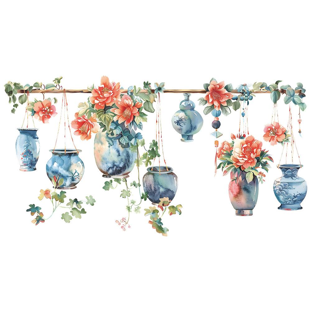 

Minimalist Hanging Vase Wall Sticker Self-Adhesive for Bedroom Living Room Study Home Background Decoration 30x90CMx2PCS різнокольоровий