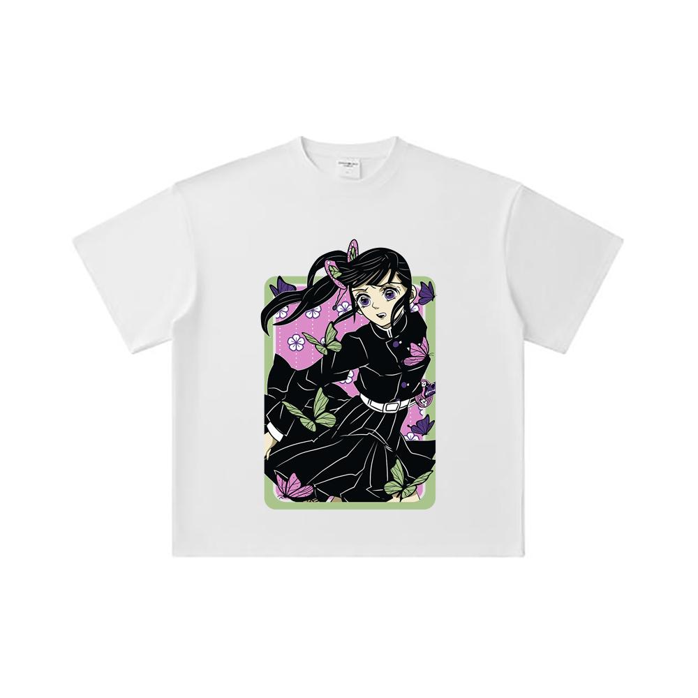 260 GSM Double Yarn 32 Count 100% Cotton Demon Slayer V77 Kanao Print Unisex Heavy Cotton T Shirt