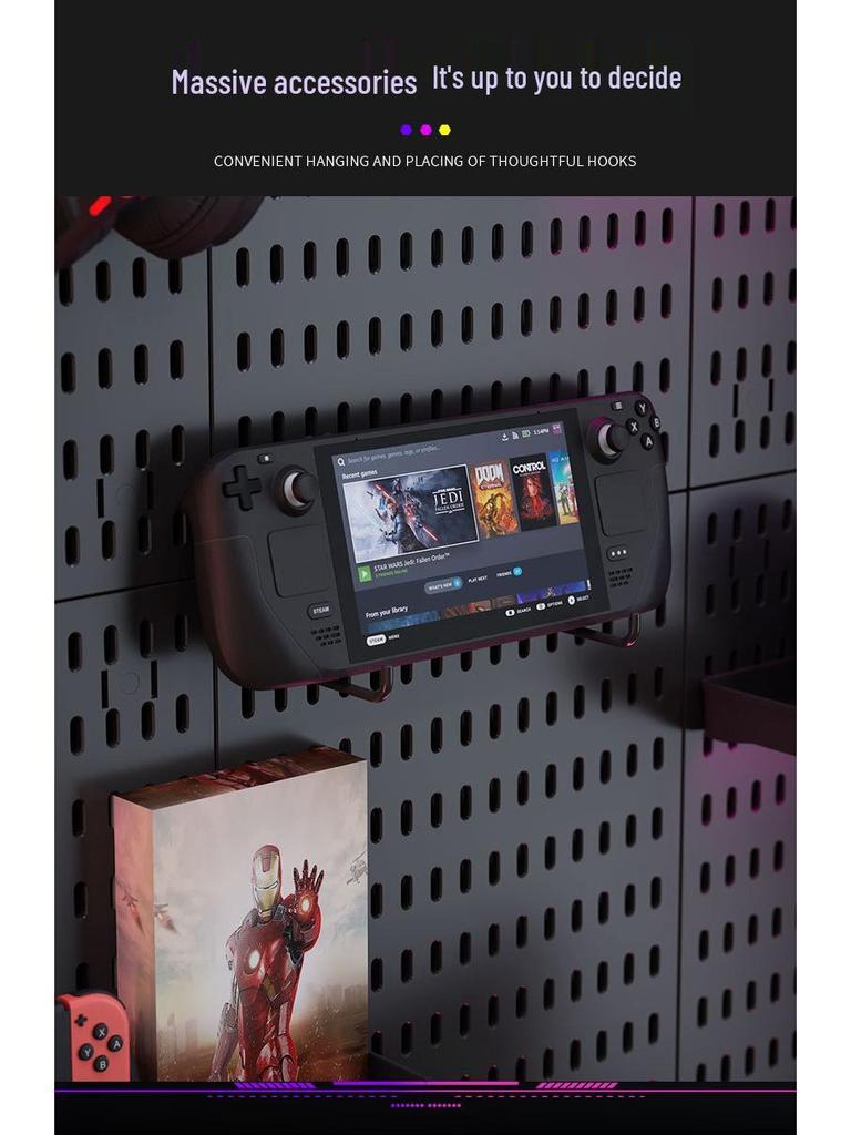 Punch-Free Perforated Board Rack: DIY E-Sports & Study Room Wall Decor for Game Equipment Display