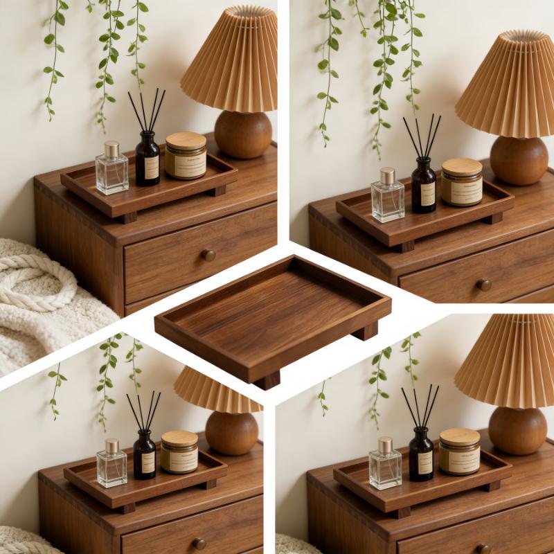 Simple Household Wooden Tea Tray Rectangular Elegant and Practical Design
