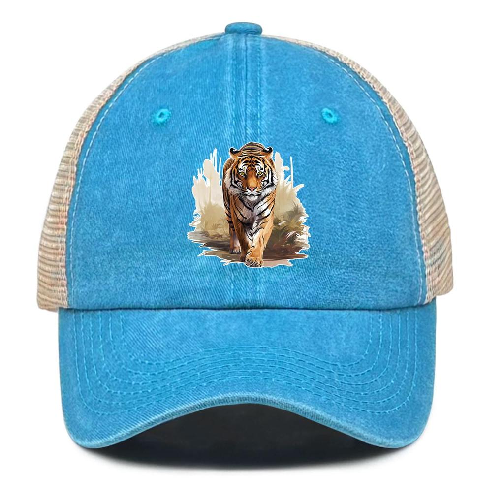 Lifelike Tiger Print Adjustable Sun Hat, Flat Cap Adjustable Strap Slouchy Fashion Sun Visor Adjustable Baseball Cap