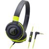 Audio-Technica ATH-S100iS BGR Wired Portable On-Ear Headphones for Smartphones (Street Monitoring) - Black/Green