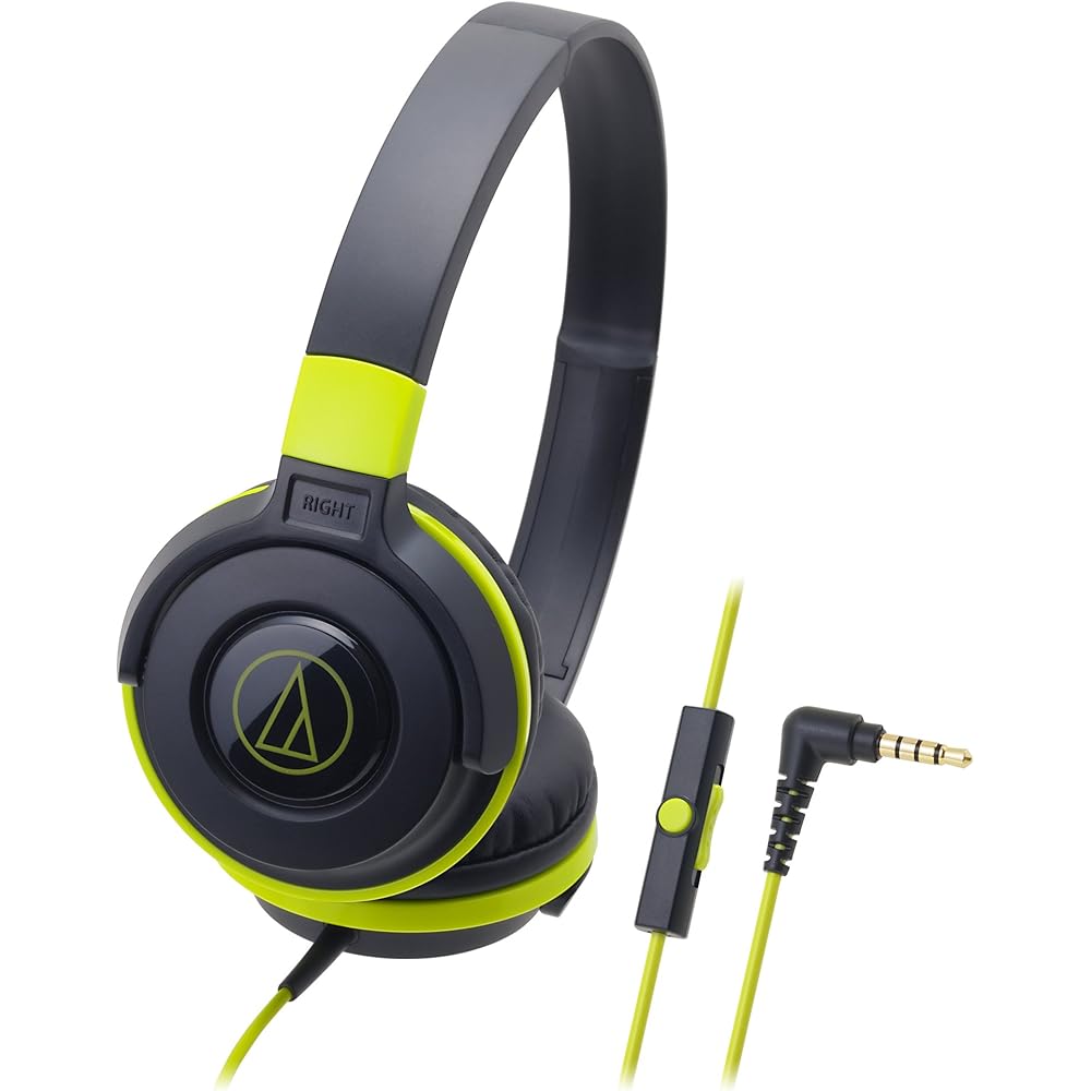 Audio-Technica ATH-S100iS BGR Wired Portable On-Ear Headphones for Smartphones (Street Monitoring) - Black/Green