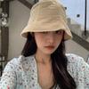 Summer Bucket Hat For Women Outdoor Foldable Fisherman Cap Solid Color Cotton Girls Panama Beach Sun Hat