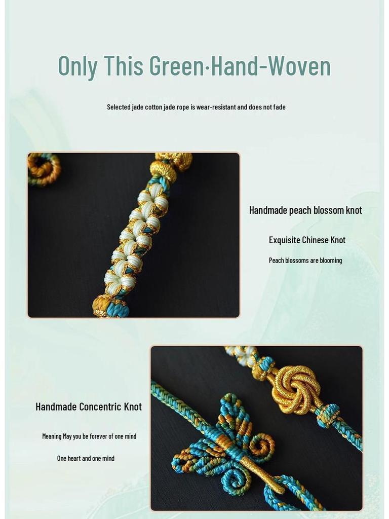 Tibetan Hand-Woven Cotton Lanyard Necklace with Amber Buddhist Amulet and Ethnic Style Thangka.