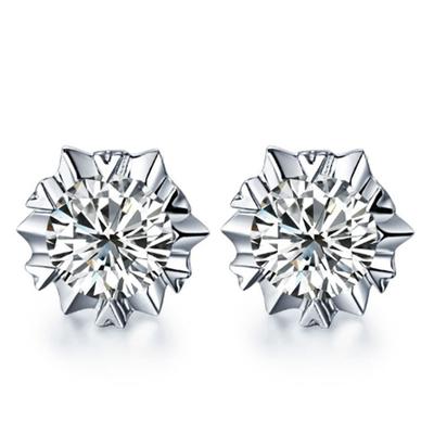 Fashion Women's Silver-Plated Earrings Simple 3A Zircon Korean Style New Snowflake Ear Stud