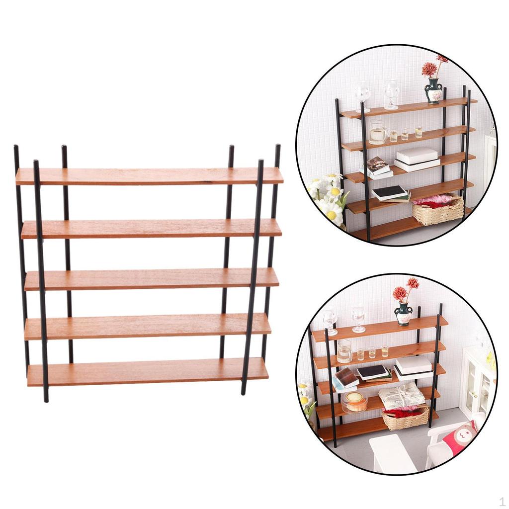 1/12 Scale Bookshelf Miniature Rack Doll Accessories Decoration Handmade Furniture Simulation