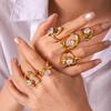 Cross Light Luxury Zirconium Stainless Steel Women's Open Geometric Ring
