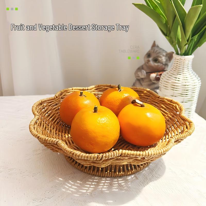 Imitation Rattan Plum Blossom Snack & Fruit Tray