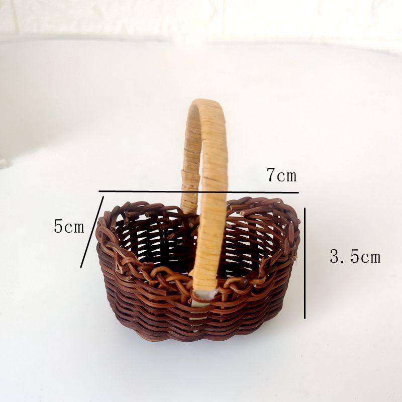 1Pcs Dollhouse Miniature Woven Flower Basket Hand Basket Storage Basket Kids Pretend Play Toy Doll House Accessories