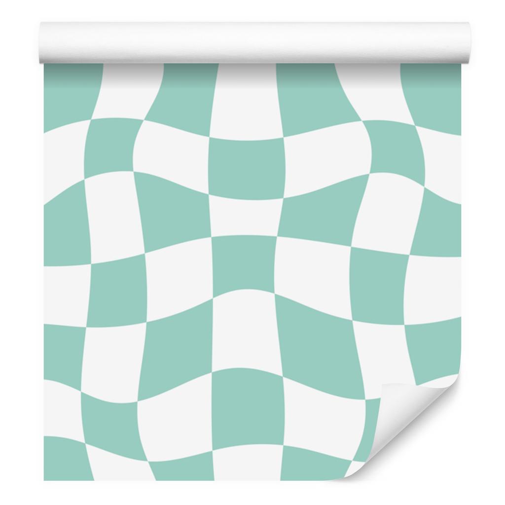 Casual checkerboard wallpaper mint and white for living room and bedroom 50x1000