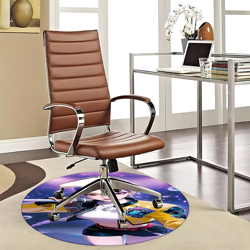 1pc Anime Design Round Carpet - Office Chair Mat, Non-Slip Rug for Anime Fans | Festival Gift, Seasonal Decor | Suitable for Home Office, Living Room