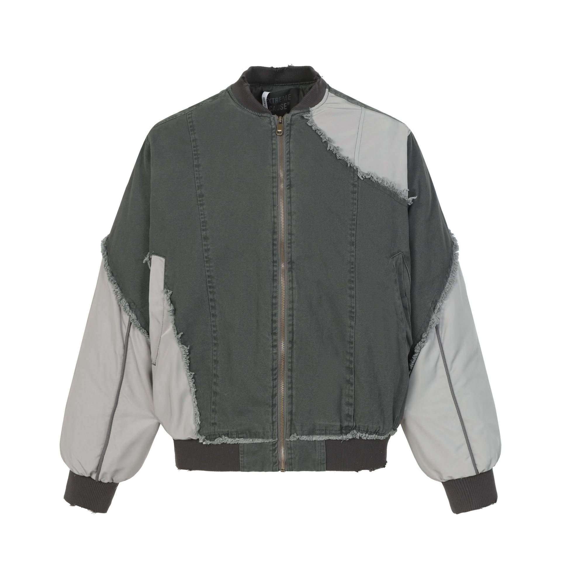 Men s autumn new American retro deconstruction washed rough edge flight jacket baseball jacket men M серый