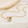 XIXI Waterproof 18K Gold Plated Four Leaf Clover Flower Zircon Pendant Women Stainless Steel Fashion Jewelry Necklaces