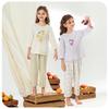 150g Lyocell English Bollen Girls' Pajama Set with 7/4 Sleeves and Pants