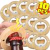 1/10PCS Round Bamboo Bottle Openers Magnetic Beer Bottle Opener Portable Fridge Magnet Opener for Wedding Party Beverages Gadget