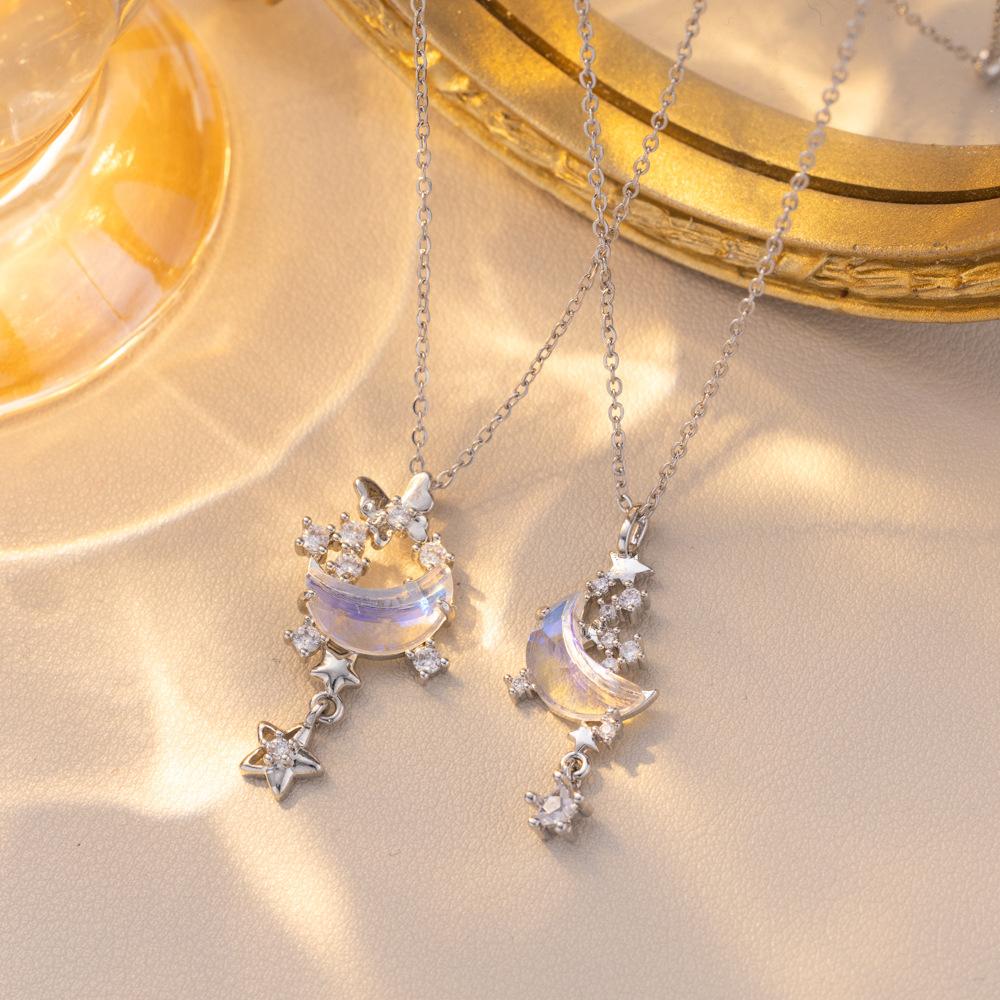 New‑Season Moon‑Splash Galaxy Women Necklace, Niche Short‑Style Fresh‑Temperament Versatile Sweet Moon‑Motif Collarbone Chain