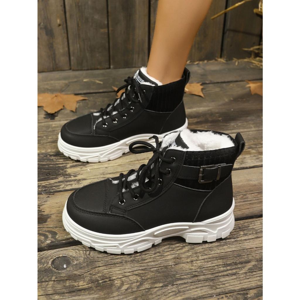 Senhoras, Sapatos de Camurça, Sapatos de Cadarço, Sapatos de Sola Grossa, Botas de Neve, Sapatos Quentes, Sapatos Grossos, Confortáveis, Sapatos Casuais, Botins