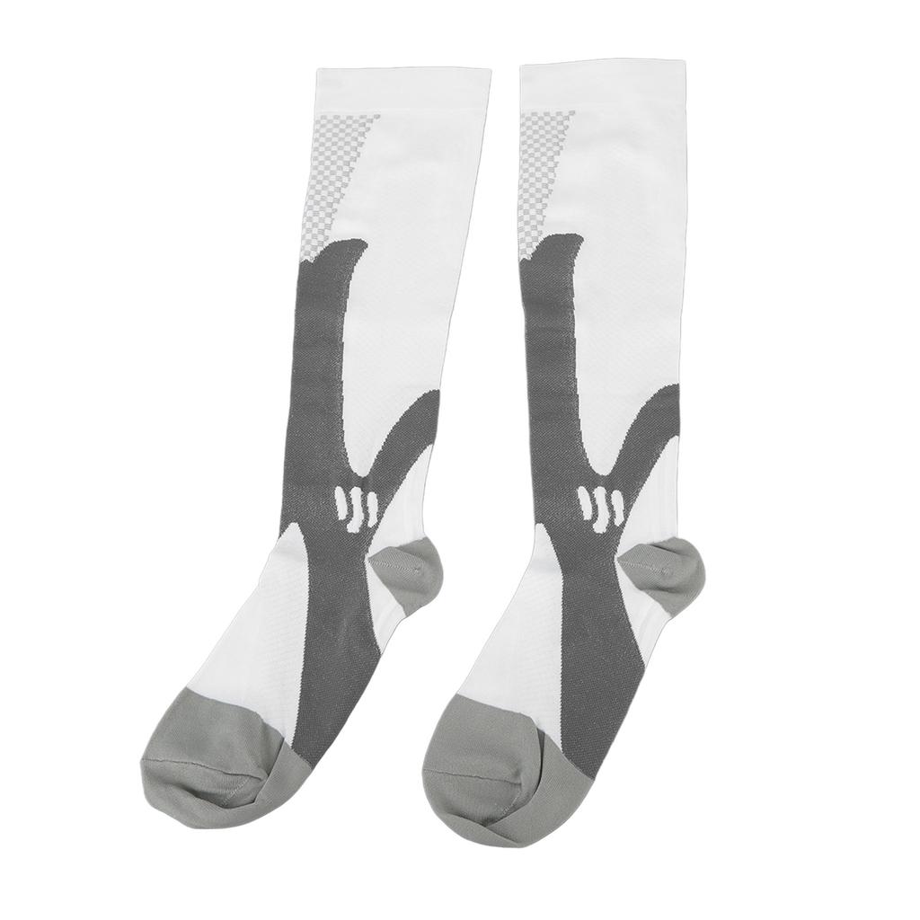 Sports Compression Socks Breathable Muscle Shock Absorption White 1 Pair Athletic Compression Socks for Men Women XXL