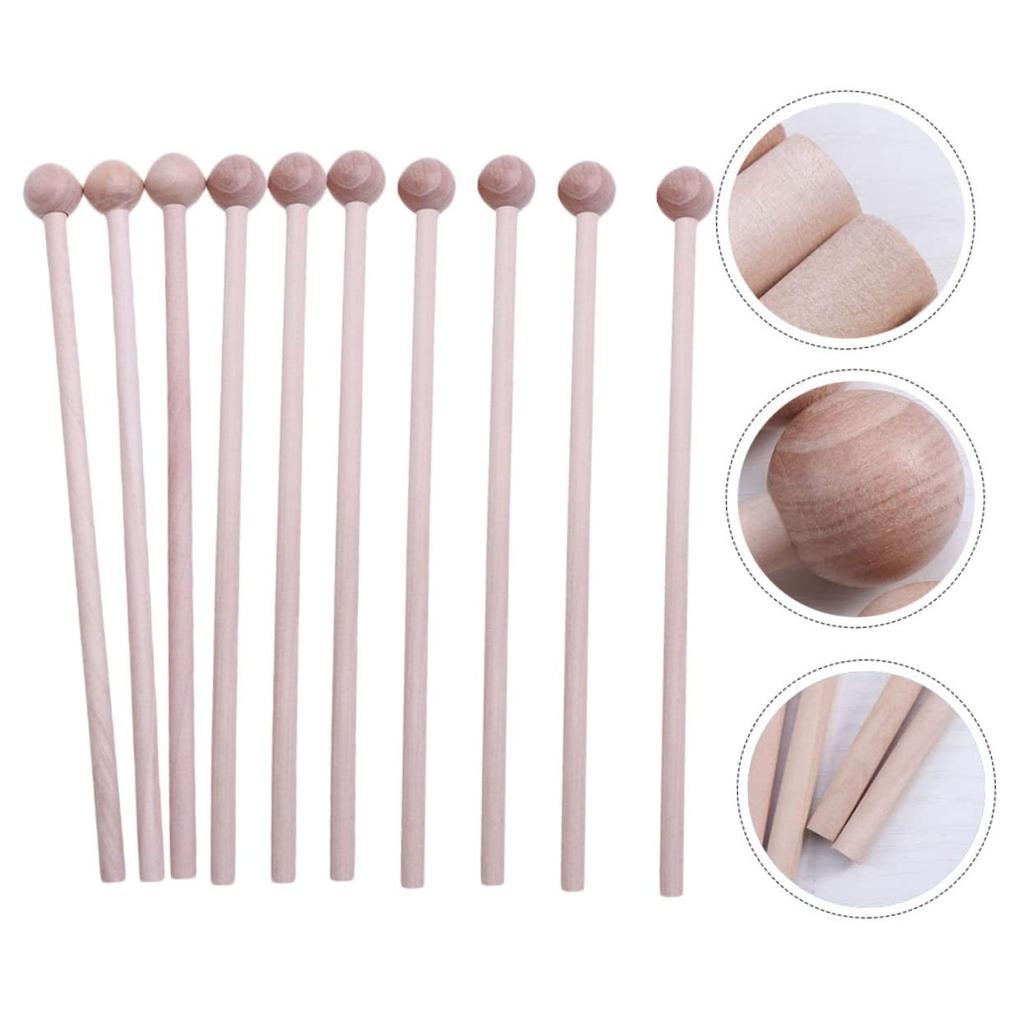 Toyvian Mallet Percussion Sticks, Xylophone Drumsticks, Wooden Drumsticks, Percussion Instrument Mallets for Chimes, Bells, and Bells (20 Pieces)