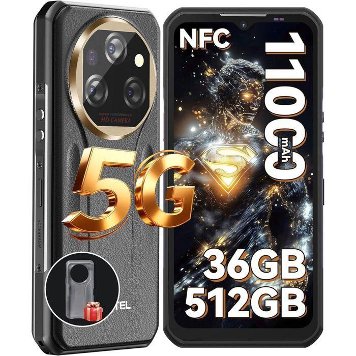 Smartphone Robuste OUKITEL WP39 Pro 5G 36Go+512Go 6.6" FHD+ 11000mAhh 64MP Telephone Incassable Android 14 Dual SIM/NFC/GPS - Noir