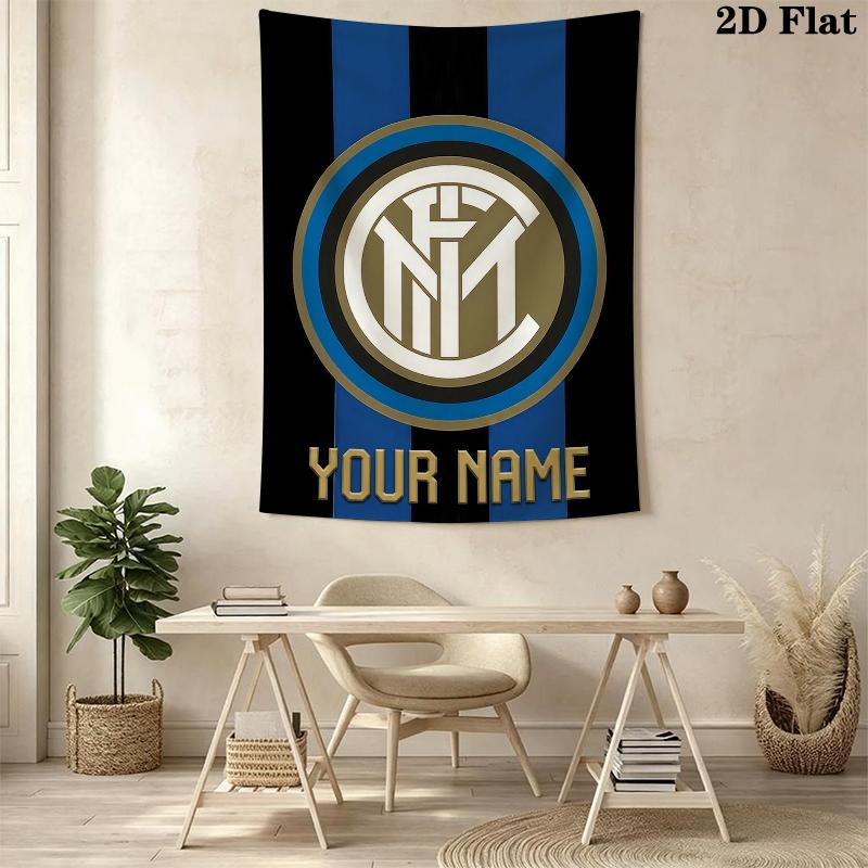 Custom Name Inter Milan Wall Tapestry Aesthetic Wall Hanging Printed Fabric Blanket Decorative Tapestries for Bedroom Living Room Home Decor