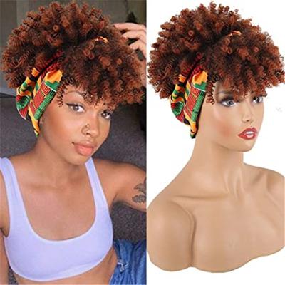 Curly Afro Headband Wig for Black Women Short Curly Kinky Wig with Headband Fluffy Synthetic Wig Natural Daily Party
