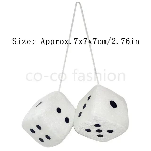 Car Fuzzy Plush Dice with Dots Retro Square Plush Hanging Mirror Fuzzy Dices for Pink Car Interior Ornament Decoration Amagi
