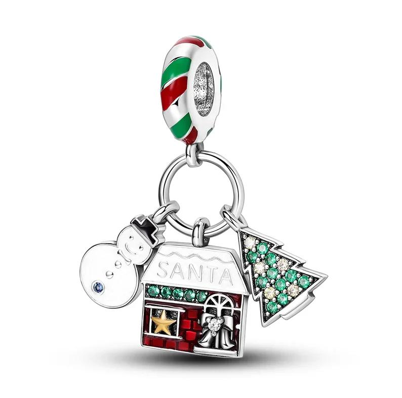 Original Copper Christmas Gift Snowflake Penguin Heart Crystal Ball Beads Charms For Bracelet Diy Women Jewellery