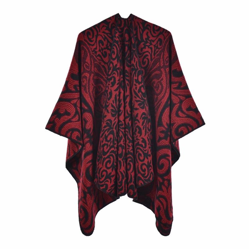 Neuer Damen-Schal-Umhang Retro Flamme Glückswolke Jacquard Warmer geteilter Schal