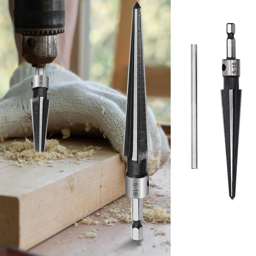 Hex Shank Tapered Reamer Drill Tool for and Chassis Manual Cutting Tool for Use with Electric Professional Grade for Woodworking T-Hole Drilling,