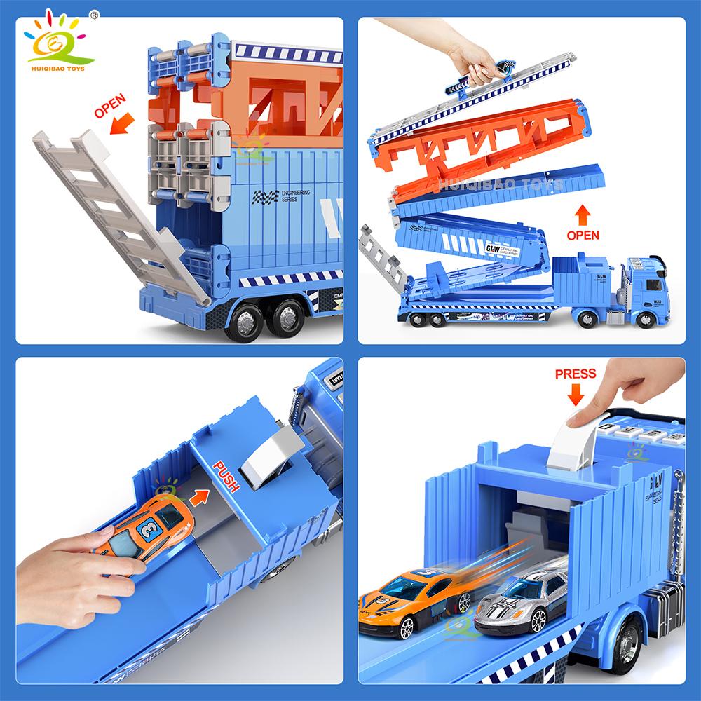 Large Inertia Track Truck Set | Foldable Track Storage | Launching Alloy Flying Car | Competition Game Boy Toy Gift