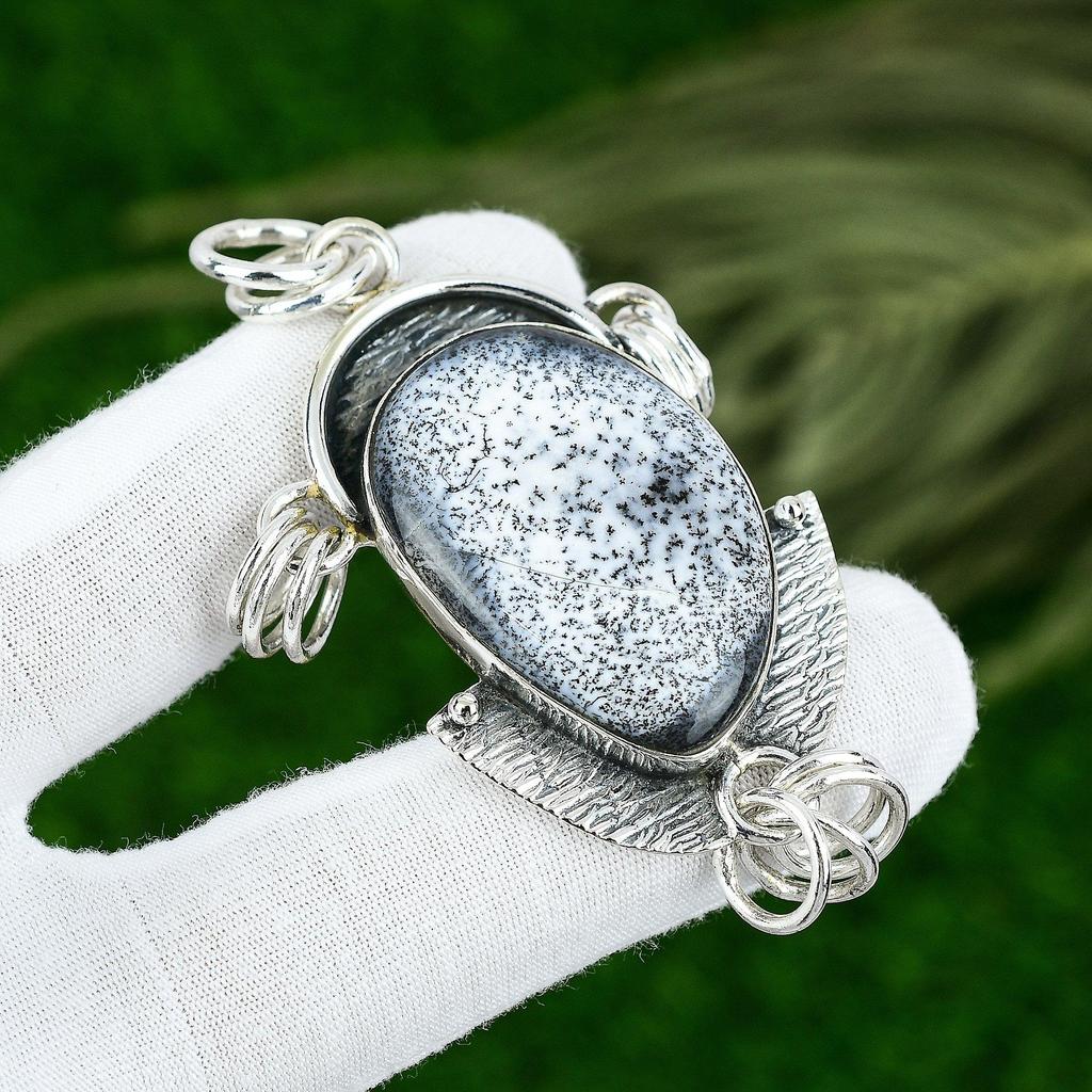 Dendrite Opal Stone 925 Sterling Silver Anniversary Bezel Birthday Wife Pendant