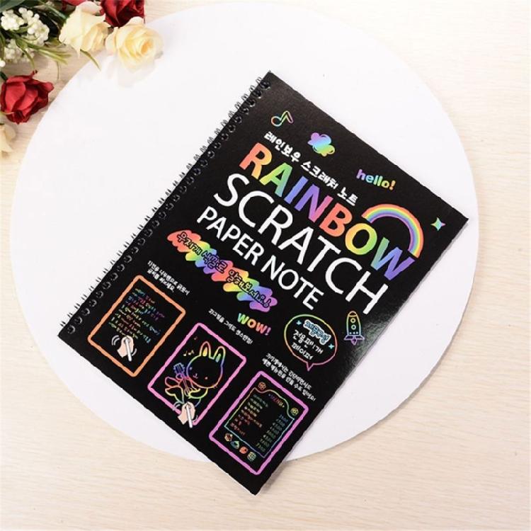 Portable Scratch Drawing Book Built in Colorful Pattern Twin Coil Binding Doodling Book for Children Adult Art Drawing