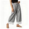 Pantaloni a Quadri Larghi da Donna con Vita Elastica e Bordi in Pizzo per Uso Quotidiano Casual