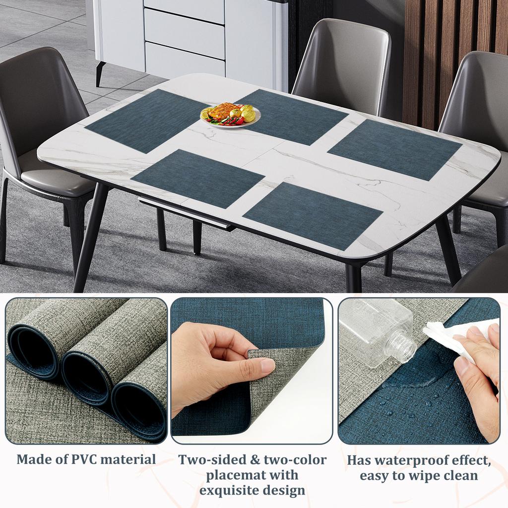 12Pcs Plastic Placemat Cup Mat Waterproof Heat Resistant Table Placemat Set for Restaurant Home Kitchen Placemat Cup Mat