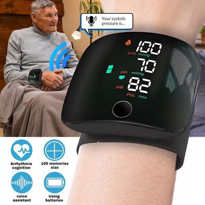 Smart Wrist Blood Pressure Monitor with Voice Report & Dual User Mode - 198 Memory, Rechargeable, Tri-Color LED