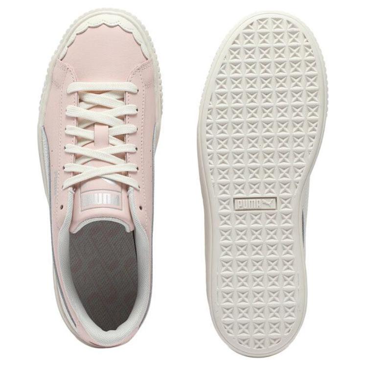 New PUMA BASKET PLATFORM Low Top Skateboard Shoes Women's Pink White 397250-02