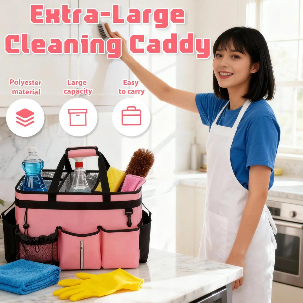 Tragbarer Reinigungs-Caddy Strapazierfähige Reinigungswerkzeuge Aufbewahrungstasche mit abnehmbaren Trennwänden Große Kapazität Multifunktionale Werkzeugtasche
